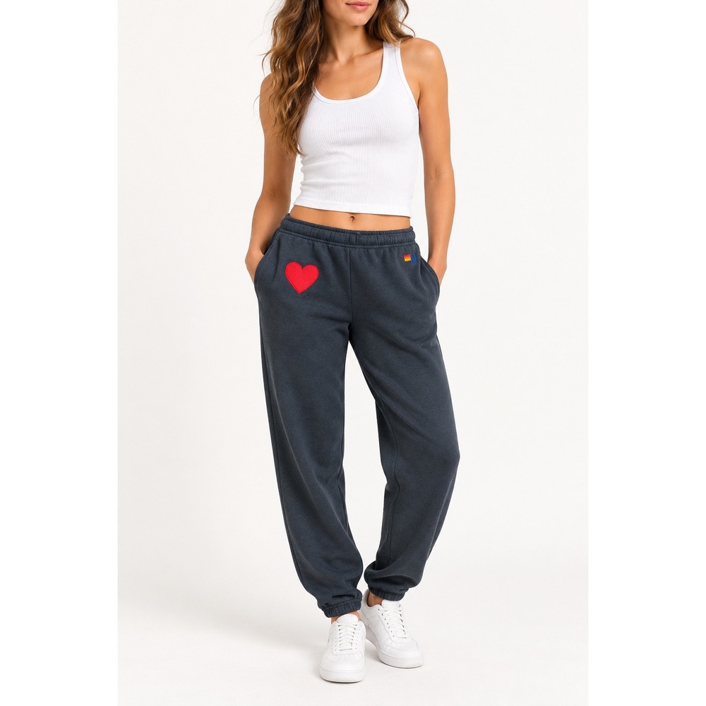 Aviator Nation Sweatpants Jogger Heart Stitch Blue Small
